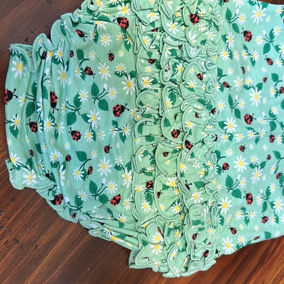 RUFFLE BUTTS Infant Girl Rufflebutts Daisies & Ladybugs Ruffle Detail Romper - Picture 10 of 15